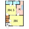 石橋荘 2Kの間取り