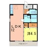 セジュール一ツ木 1LDKの間取り