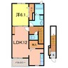 フォルティッシモB 1LDKの間取り