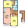 てぃーだ　Ａ 2LDKの間取り