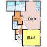 リーブルファイン稗田町 1LDKの間取り