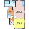 リーブルファイン稗田町 1LDKの間取り