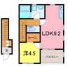 リーブルファイン稗田町 1LDKの間取り