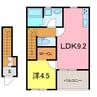 リーブルファイン稗田町 1LDKの間取り