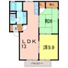 フォーレス榎　Ａ 2LDKの間取り