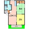 フォーレス榎　Ａ 2LDKの間取り