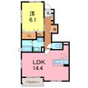 ジェルメ１ 1LDKの間取り
