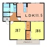 ベルドミール上松Ｂ棟 2LDKの間取り
