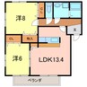 アメージングコートⅠ　Ａ棟 2LDKの間取り