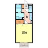 セジュール碧F 1Kの間取り