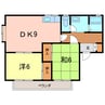 メゾンエルフ　Ａ棟 2DKの間取り