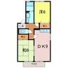 セジュール西岡崎B 2DKの間取り