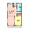 レークハヤⅢ 1LDKの間取り