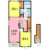 クラール　パプリカD 2LDKの間取り