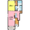 クラール　パプリカE 1LDKの間取り