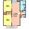 ドミールドルチェ　参番館 2LDKの間取り