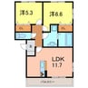 ポラリス 2LDKの間取り