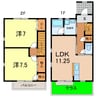 サンハイツ美希 2LDKの間取り