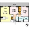カーサ・グラッシオ 2LDKの間取り