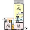 カーサ・グラッシオ 2LDKの間取り