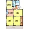 コーポ都 4DKの間取り