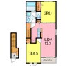 プリンセス・ツリー　Ⅲ 2LDKの間取り