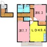 グリーンハットＢ棟 2LDKの間取り