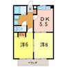トリーハイツ三度山 2DKの間取り