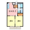 ハピネス西天 2DKの間取り