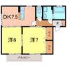 ルミエール植出 2DKの間取り