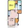ルリエ西岡崎 1LDKの間取り