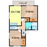 ル・シエル北谷 2DKの間取り