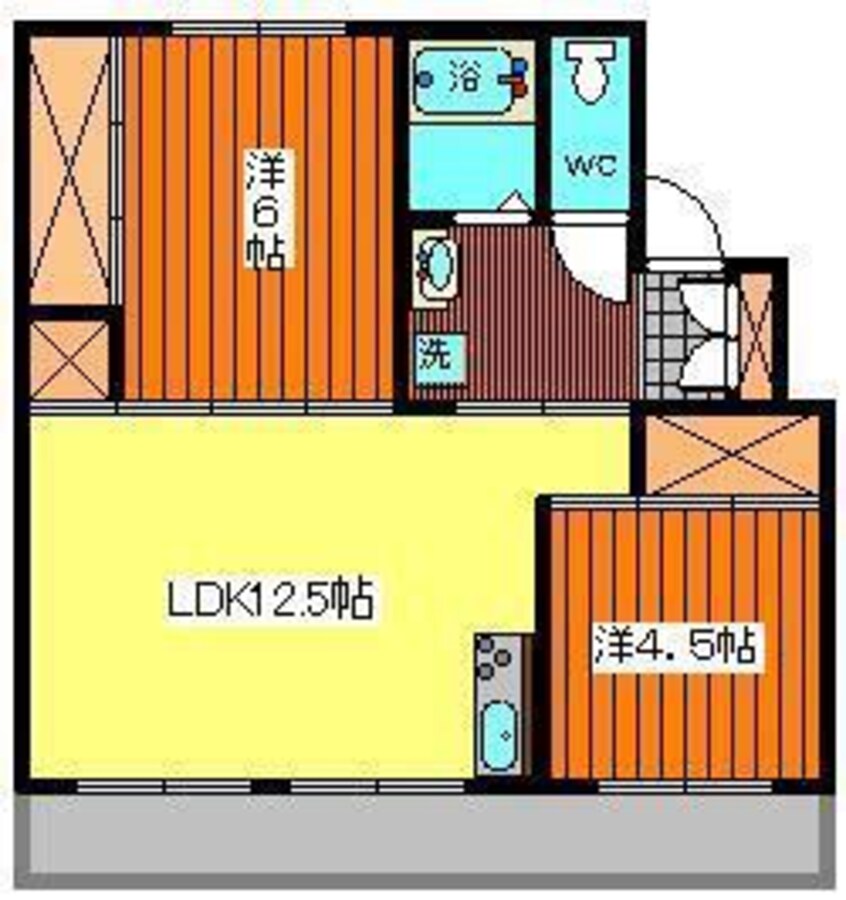 間取図 フォルクロール河辺　００１号棟