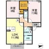 ルピナ東通 2LDKの間取り