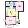 クレストール２１　Ｂ 2DKの間取り