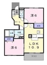 カントリー 2LDKの間取り
