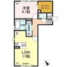 セジュールシスバトー 1LDKの間取り