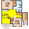 サンフラワーＰａｒｔⅠ 2LDKの間取り
