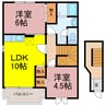 フローラ 2LDKの間取り