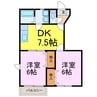 グリーングラスＡ 2DKの間取り