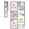 ポム・ド・テール 2LDKの間取り