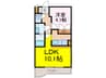レジデンス輝 1LDKの間取り