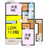 プレッソ 2LDKの間取り