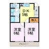 コーポＭＩＮＡＭＩ　Ｃ 2DKの間取り