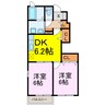 さくらハイツＡ棟 2DKの間取り