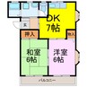 アイの山ハイツＢ 2DKの間取り