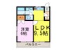 睦ハイツ 1LDKの間取り