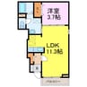 プラシードヒルズ 1LDKの間取り