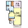 セレーノ 1LDKの間取り