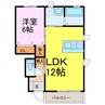 パラソインテルノＦ 1LDKの間取り